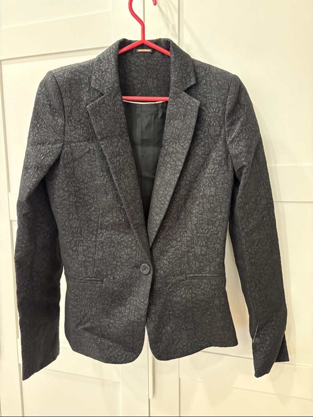 Mango Women's Textured Black Single-Button Blazer